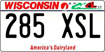 WI license plate 285XSL