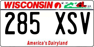WI license plate 285XSV