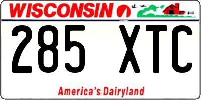WI license plate 285XTC