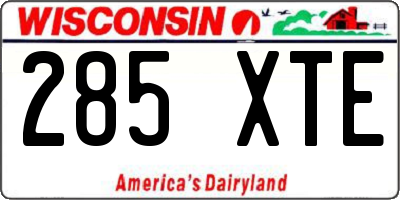 WI license plate 285XTE