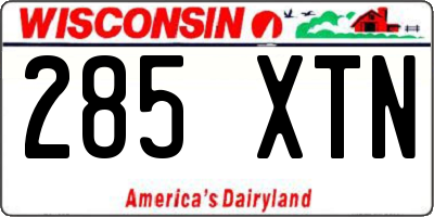 WI license plate 285XTN