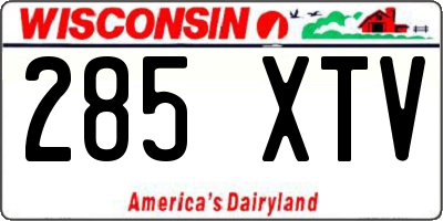 WI license plate 285XTV