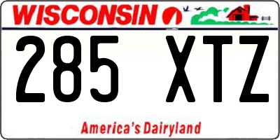 WI license plate 285XTZ