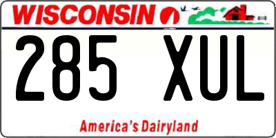 WI license plate 285XUL
