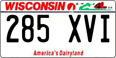 WI license plate 285XVI