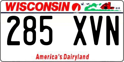 WI license plate 285XVN