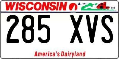 WI license plate 285XVS