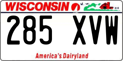 WI license plate 285XVW