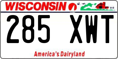 WI license plate 285XWT
