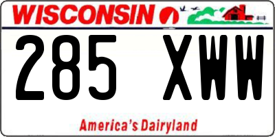 WI license plate 285XWW