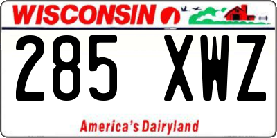 WI license plate 285XWZ