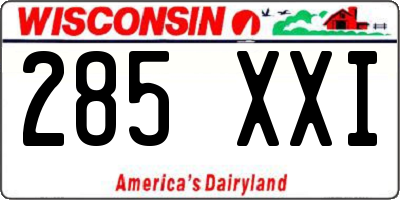 WI license plate 285XXI