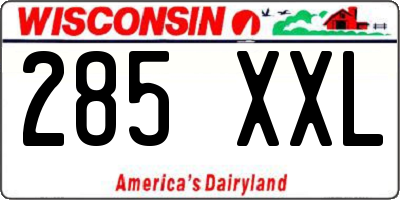 WI license plate 285XXL