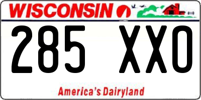 WI license plate 285XXO