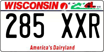 WI license plate 285XXR