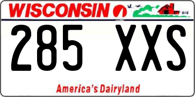 WI license plate 285XXS