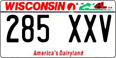 WI license plate 285XXV