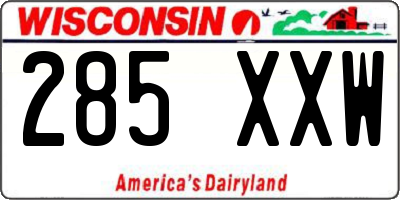 WI license plate 285XXW