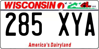 WI license plate 285XYA