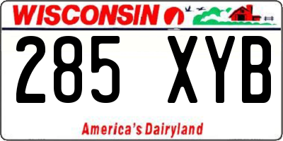 WI license plate 285XYB