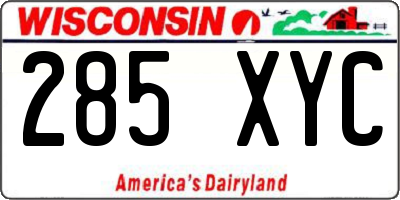 WI license plate 285XYC