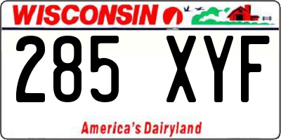 WI license plate 285XYF