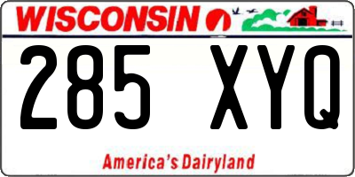 WI license plate 285XYQ