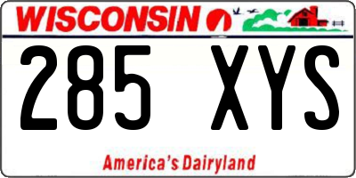 WI license plate 285XYS