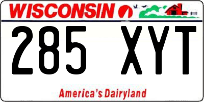 WI license plate 285XYT