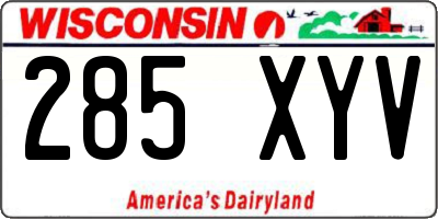 WI license plate 285XYV