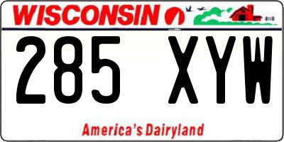 WI license plate 285XYW