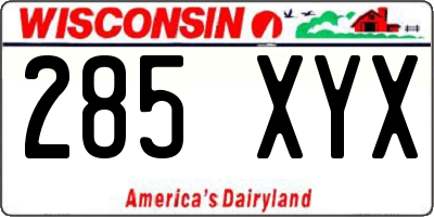 WI license plate 285XYX