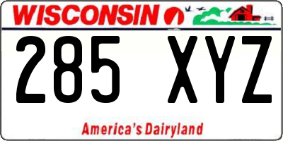 WI license plate 285XYZ
