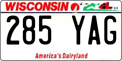 WI license plate 285YAG