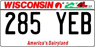 WI license plate 285YEB