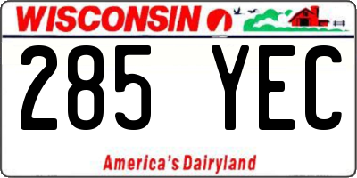 WI license plate 285YEC