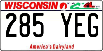 WI license plate 285YEG