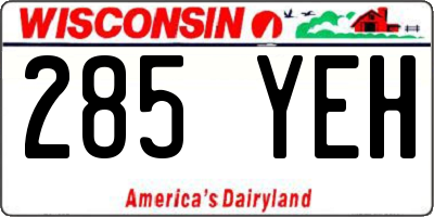 WI license plate 285YEH