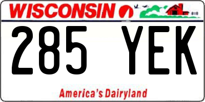 WI license plate 285YEK
