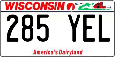 WI license plate 285YEL