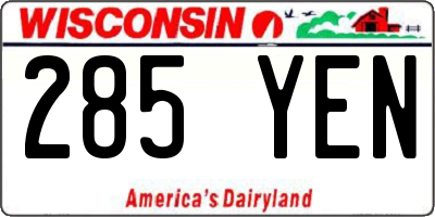WI license plate 285YEN