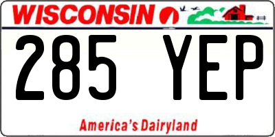 WI license plate 285YEP