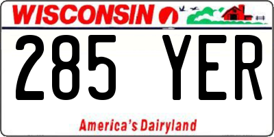 WI license plate 285YER