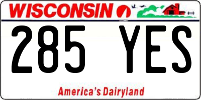 WI license plate 285YES
