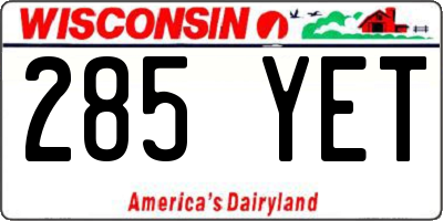 WI license plate 285YET