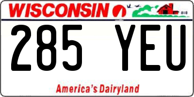 WI license plate 285YEU