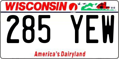 WI license plate 285YEW