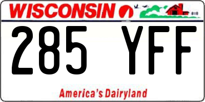 WI license plate 285YFF