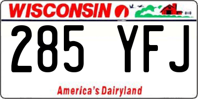 WI license plate 285YFJ