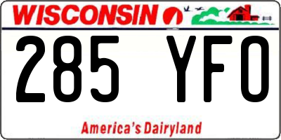 WI license plate 285YFO
